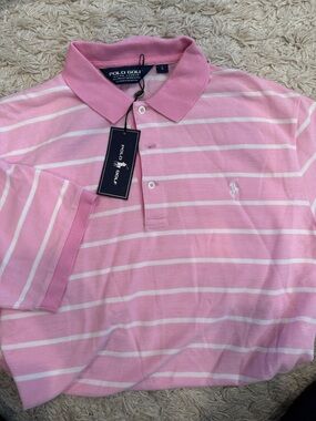 Polo Golf by Ralph Lauren Pink Striped Polo Shirt